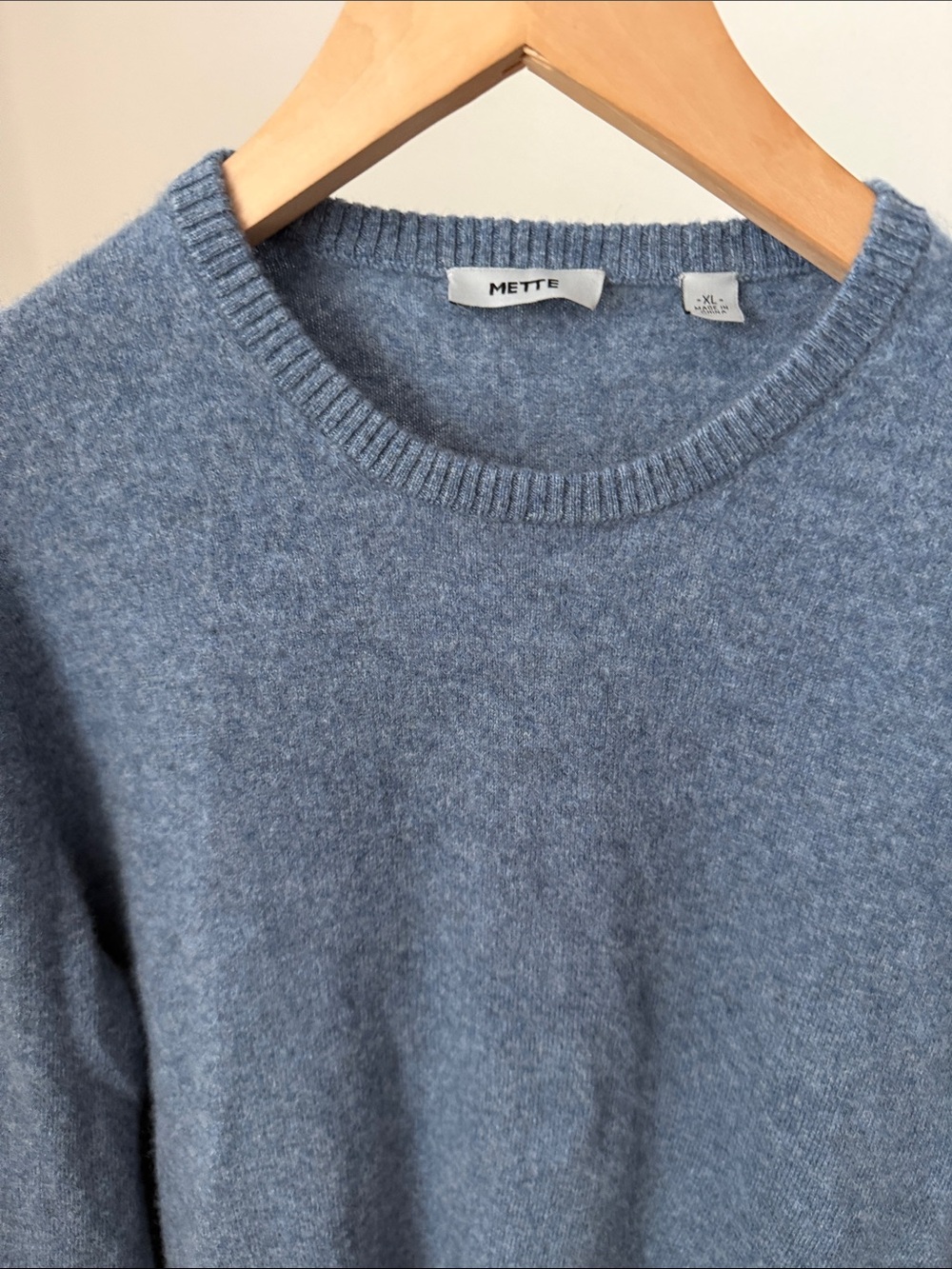 METTE Cashmere Dusty Blue Crewneck Sweater Size XL - Picture 3 of 9